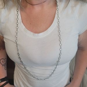 Touchstone Crystal Swarovski Crystal long necklace with Circular crystal on it